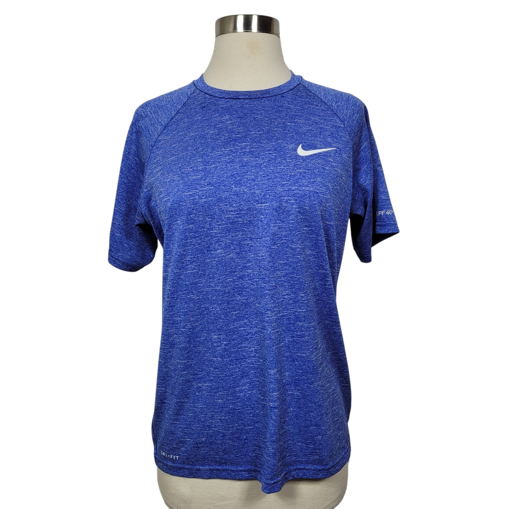 Nike Blue Heathered Dri-FIT Swim UPF 40+ T-Shirt Short Sleeve Athletic Small